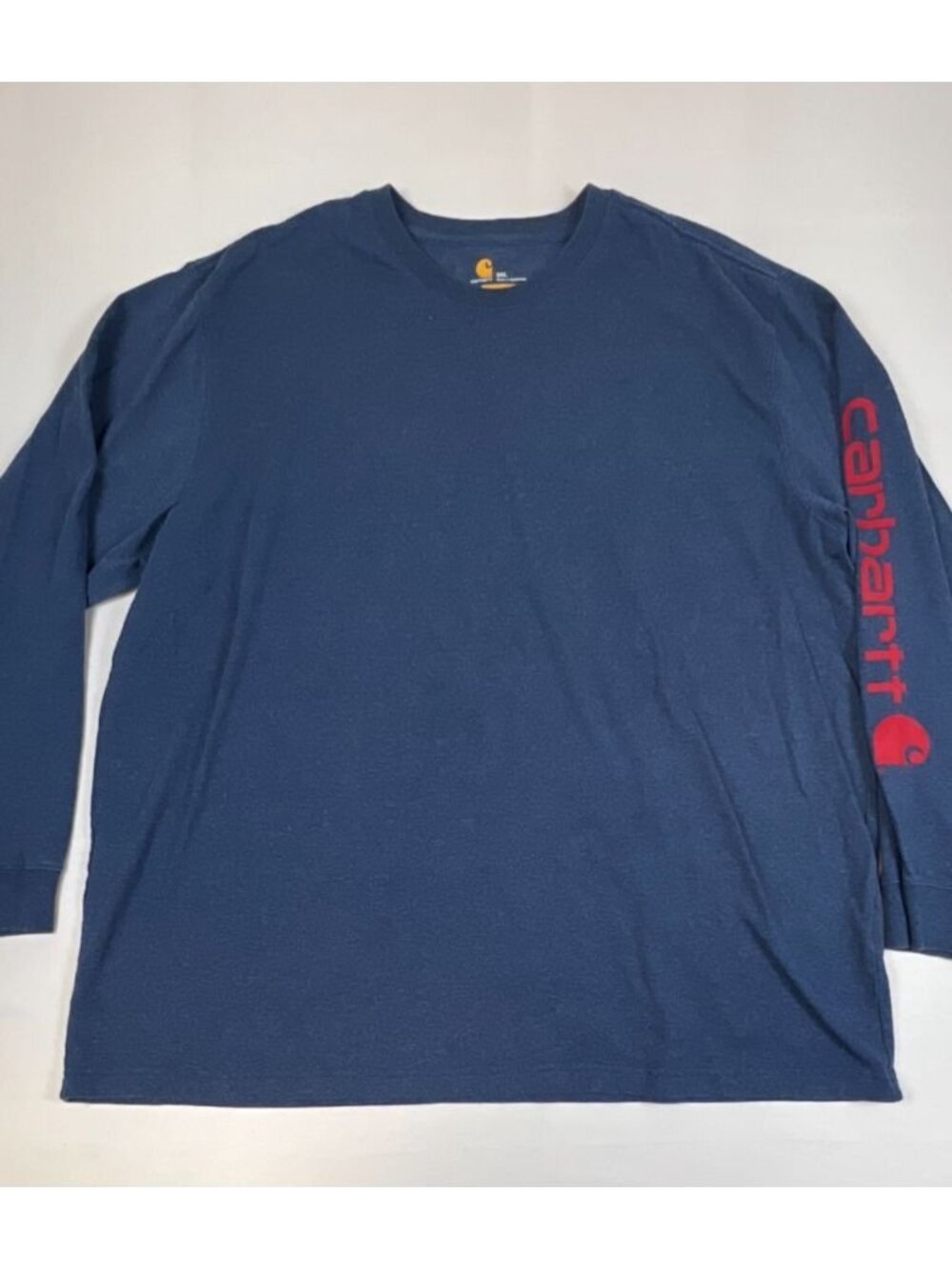Carhartt Men 2XL Blue Graphic Sleeve Logo Long Sleeve T-Shirt Original Fit